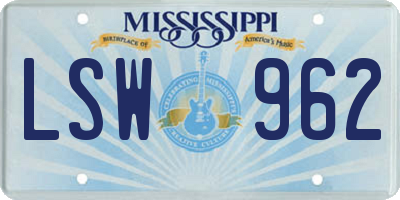 MS license plate LSW962