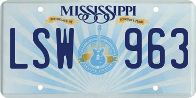 MS license plate LSW963
