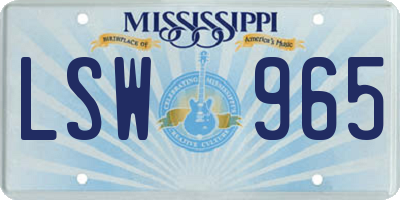 MS license plate LSW965