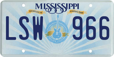 MS license plate LSW966