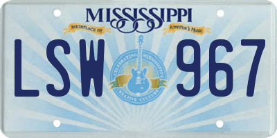 MS license plate LSW967