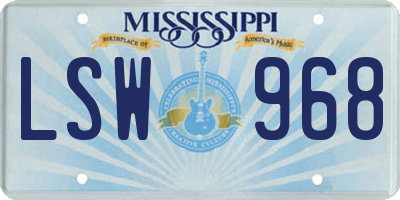 MS license plate LSW968