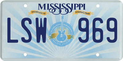 MS license plate LSW969