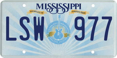 MS license plate LSW977