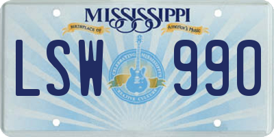 MS license plate LSW990