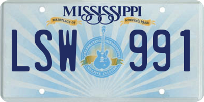 MS license plate LSW991