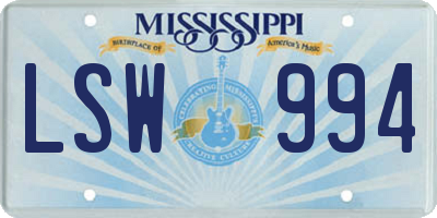 MS license plate LSW994