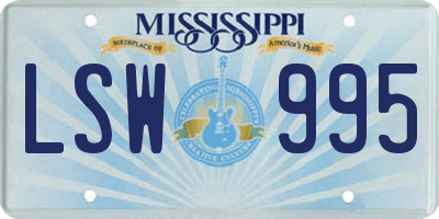 MS license plate LSW995