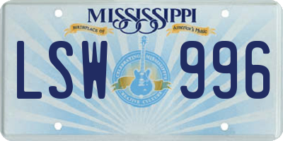 MS license plate LSW996