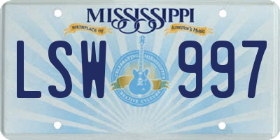 MS license plate LSW997