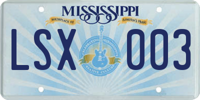 MS license plate LSX003