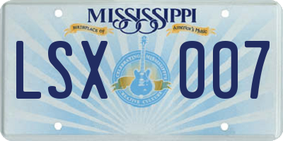 MS license plate LSX007