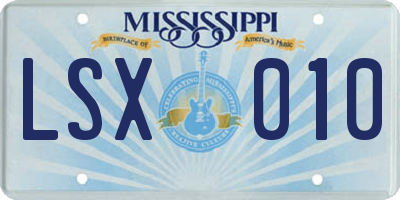 MS license plate LSX010
