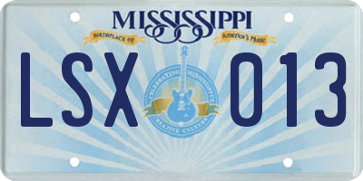 MS license plate LSX013