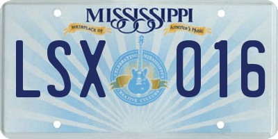MS license plate LSX016
