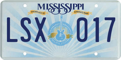 MS license plate LSX017
