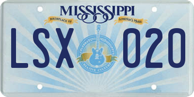 MS license plate LSX020