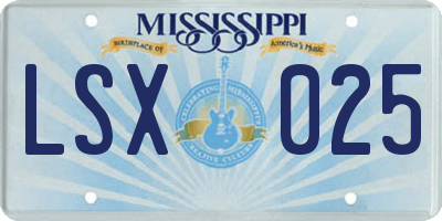 MS license plate LSX025