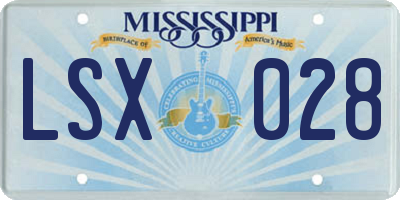 MS license plate LSX028