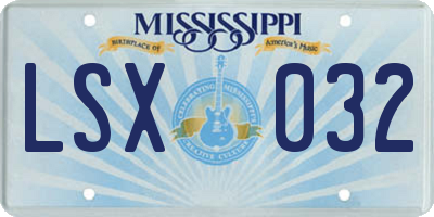 MS license plate LSX032