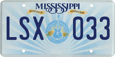 MS license plate LSX033