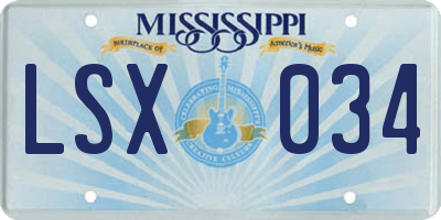 MS license plate LSX034