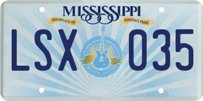 MS license plate LSX035