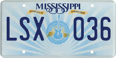 MS license plate LSX036