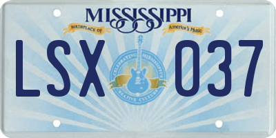 MS license plate LSX037