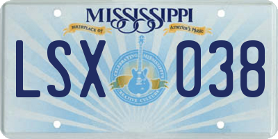MS license plate LSX038