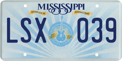 MS license plate LSX039