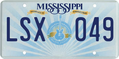 MS license plate LSX049