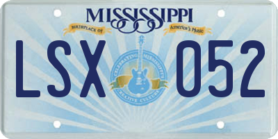 MS license plate LSX052