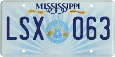 MS license plate LSX063