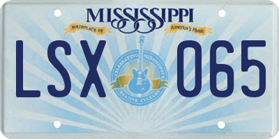MS license plate LSX065