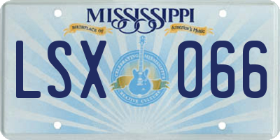 MS license plate LSX066