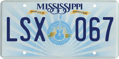 MS license plate LSX067