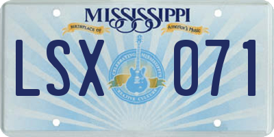 MS license plate LSX071