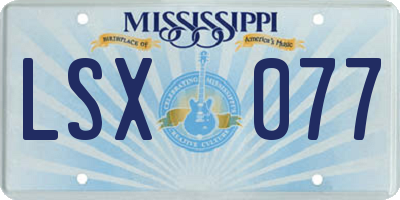 MS license plate LSX077