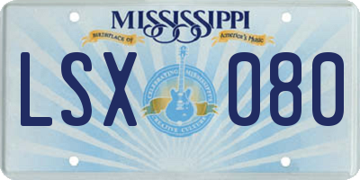 MS license plate LSX080