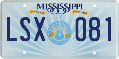 MS license plate LSX081