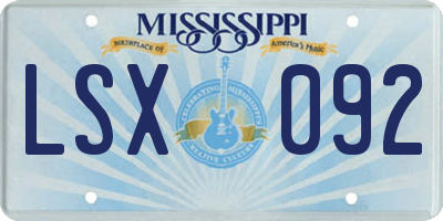 MS license plate LSX092