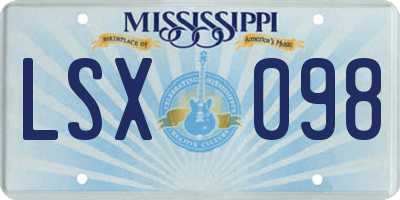MS license plate LSX098
