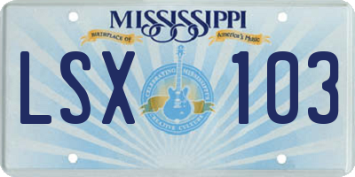 MS license plate LSX103