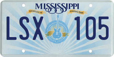 MS license plate LSX105