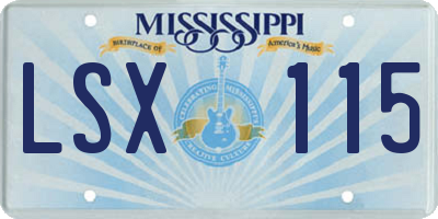MS license plate LSX115