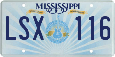 MS license plate LSX116