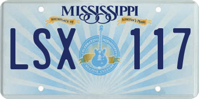 MS license plate LSX117