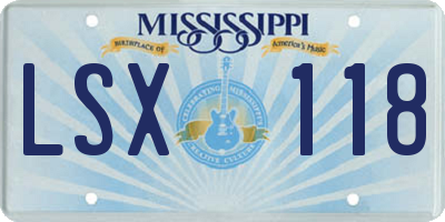 MS license plate LSX118