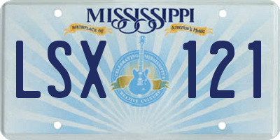 MS license plate LSX121